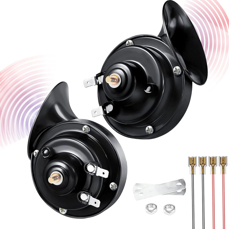 Ouffun Car Horn, 12V 300DB Super Loud Horns, Waterproof Dual Truck Horns, Electric Snail Auto Horn Universal Fit Kit Replacement for Cars, Motorcycles, Trucks, Trains and Boats (2 PCS) - Image 1